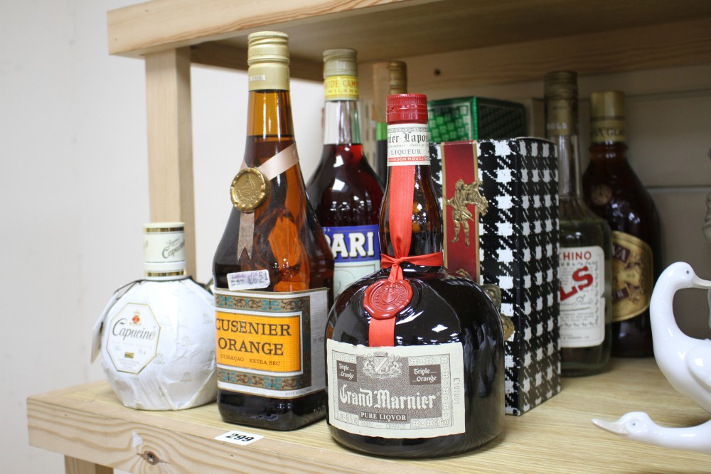 A collection of assorted spirits and liqueurs, comprising: